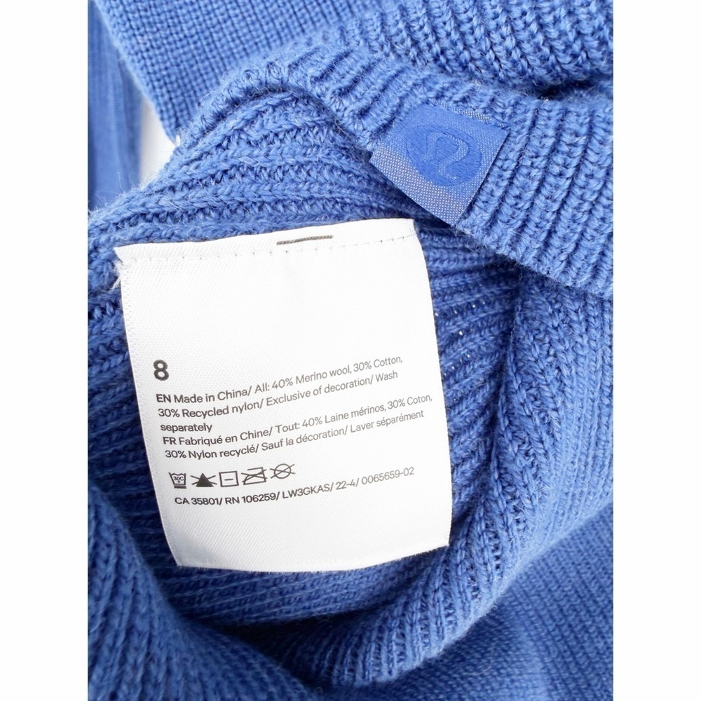 NWT Lululemon Merino Wool-Blend Ribbed Crewneck Sweater Heathered Psychic Size 8 - Picture 5 of 6